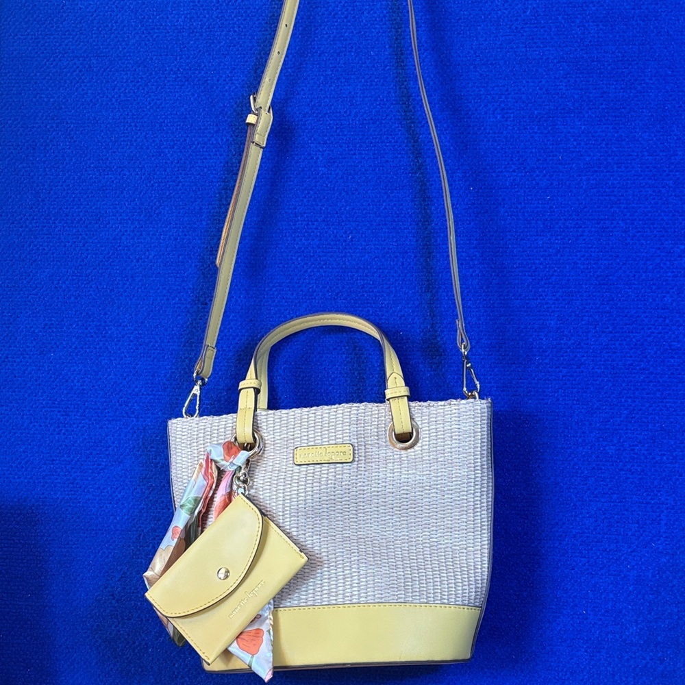 Nanette Lepore yellow straw crossbody